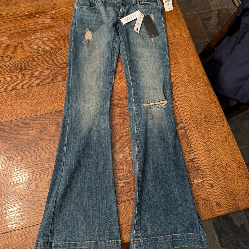 DL1961 Joy Distressed Flare Jeans in Blue NWT - 360 stretch